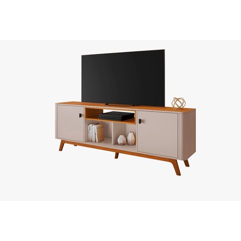 Rack Oslo 1,80m Ideal para Tv até 70'' Detalhes Curvo e Pés em Madeira Maciça:off / Cinamomo