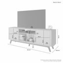 Ver imagem 2 de Rack Oslo 1,80m Ideal para Tv até 70'' Detalhes Curvo e Pés em Madeira Maciça:off / Cinamomo