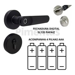 Fechadura Eletrônica Digital Papaiz Sl135 Biometria Preta - 4 Fechadura Eletrônica Digital Papaiz Sl135 Biometria Preta - 4