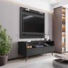 Rack Sienna com Painel P/ Tv até 50 Polegada Preto - Vallisa Decor - 3