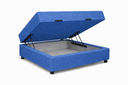 Ver imagem 1 de Kit Cama Box Baú Solteiro 88x188 cm + Colchão D33 Solteiro 20 cm Azul Suede