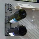 Ver imagem 4 de Kit 4 Mini Adega Cube para 3 Garrafas de Parede para Vinho Espumante Aramada Preta Suporte