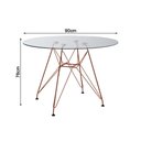 Ver imagem 3 de Conjunto Jantar Mesa Redonda Vidro 90Cm Com 4 Poltronas Brancas Ferro Cobre Cor: Preto