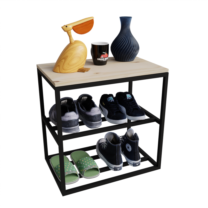 Sapateira com Banco Industrial Organização com Estilo 30x50cm