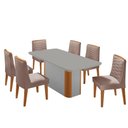 Ver imagem 2 de Mesa de Jantar Isadora 180cm Tampo MDF Vidro com 6 Cadeiras Linho Capuccino Off Naturale Serigrafia
