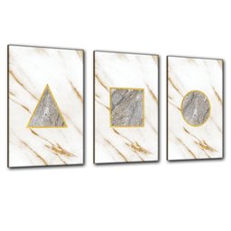 Kit Placas Quadros Decorativos 3 Pçs Mdf 20x30 Forma Mármore - 1