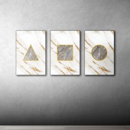 Kit Placas Quadros Decorativos 3 Pçs Mdf 20x30 Forma Mármore - 6