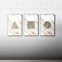 Kit Placas Quadros Decorativos 3 Pçs Mdf 20x30 Forma Mármore - 5