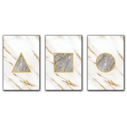Kit Placas Quadros Decorativos 3 Pçs Mdf 20x30 Forma Mármore - 7
