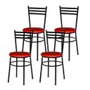 Ver imagem 1 de Kit 4 Cadeiras Epoxi Preta para Cozinha: Vermelho