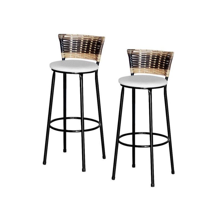 2 Banquetas Alta Para Cozinha Ratan Hawai Cappuccino Premium 