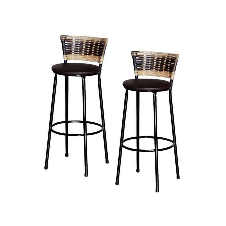 2 Banquetas Alta Para Cozinha Ratan Hawai Cappuccino Premium