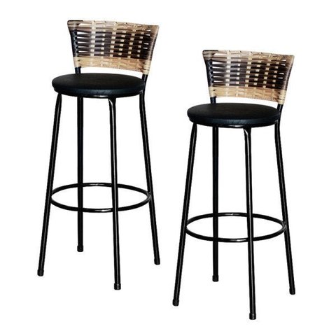 2 Banquetas Alta Para Cozinha Ratan Hawai Cappuccino Premium