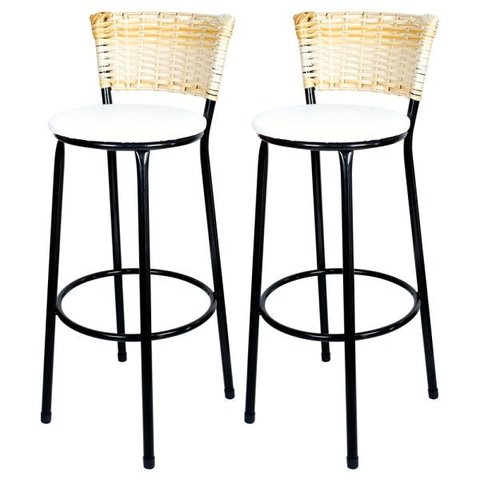 Banquetas Para Cozinha Palha 2Un Assento Branco