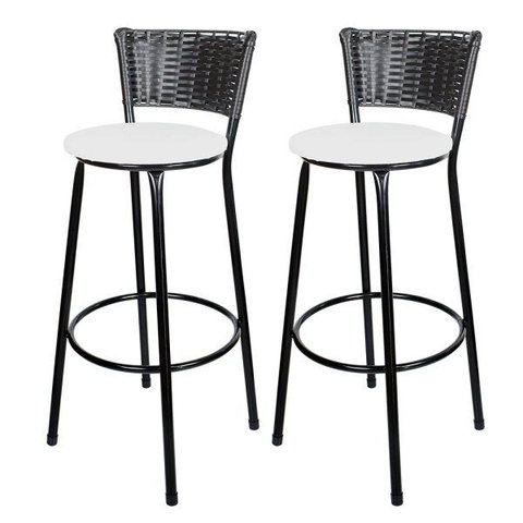 Banquetas Para Cozinha Preto 2Un Assento Branco