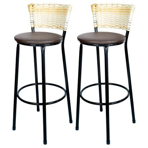 Banquetas Para Cozinha Palha 2Un Assento Marrom