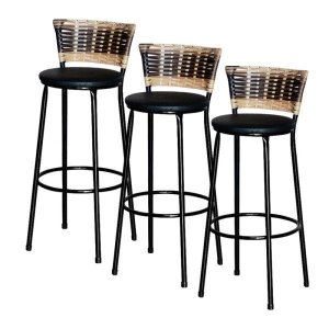 3 Banquetas Alta Para Cozinha Ratan Hawai Cappuccino Premium 
