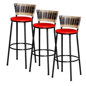 3 Banquetas Alta Para Cozinha Ratan Hawai Cappuccino Premium 