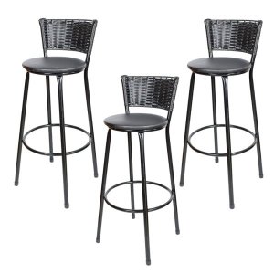 Banquetas Para Cozinha Hawai Preto 3Un Assento Preto