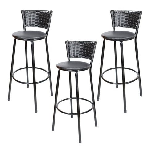 Banquetas Para Cozinha Hawai Preto 3Un Assento Preto