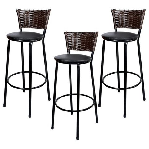 Banquetas Para Cozinha Hawai Café 3Un Assento Preto