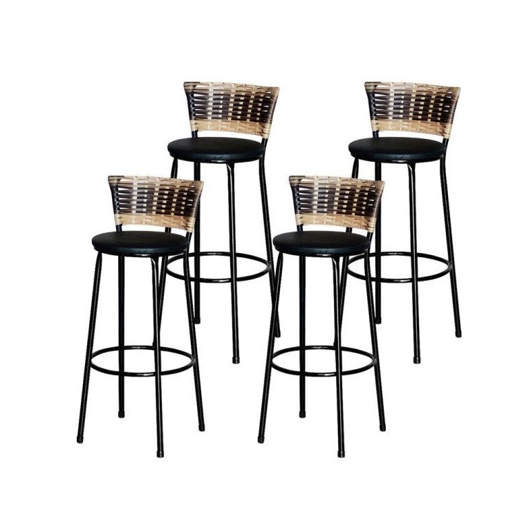 4 Banquetas Alta Para Cozinha Ratan Hawai Cappuccino Premium 