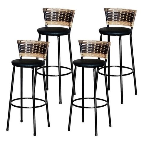 4 Banquetas Alta Para Cozinha Ratan Hawai Cappuccino Premium