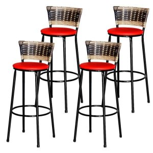 4 Banquetas Alta Para Cozinha Ratan Hawai Cappuccino Premium