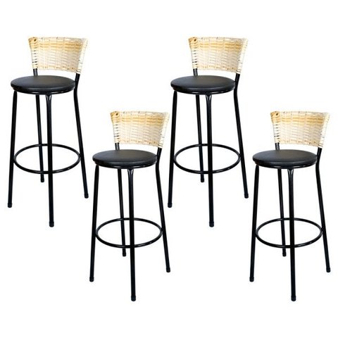Banquetas Para Cozinha Palha 4Un Assento Preto