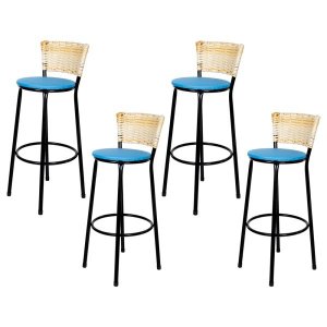 Banquetas Para Cozinha Palha 4Un Assento Azul