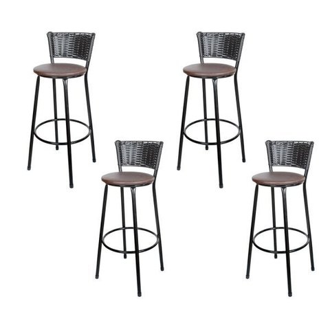 Banquetas Para Cozinha Hawai Preto 4Un Assento Marrom