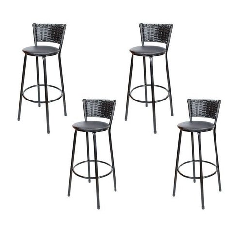 Banquetas Para Cozinha Hawai Preto 4Un Assento Preto
