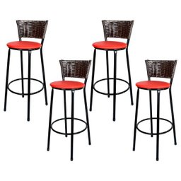Banquetas Para Cozinha Café 4Un Assento Vermelho - 1