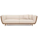 Ver imagem 1 de Sofá 3 Lugares 240cm Salezi com Duas Almofadas Courino Caramelo | Bouclé Suave Off White - Sallar Ho