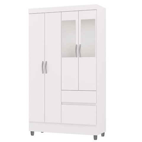 Guarda Roupa Solteiro 103cm com Espelho Mayra Flex Branco V02 - Mpozenato