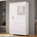 Ver imagem 2 de Guarda Roupa Solteiro 103cm com Espelho Mayra Flex Branco V02 - Mpozenato