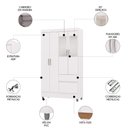 Ver imagem 3 de Guarda Roupa Solteiro 103cm com Espelho Mayra Flex Branco V02 - Mpozenato