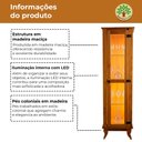 Ver imagem 5 de Conjunto 2 Cristaleiras Torre Alta Madeira Maciça 1 Porta com LED Domus Sala Moderna Freijó