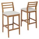 Ver imagem 1 de Kit 2 Banquetas Alta com Encosto Oliva Madeira Maciça Tauari Linho Cru Natuem