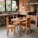Ver imagem 1 de Conjunto Mesa de Jantar 4 Lugares Madeira Maciça Rubi Amarelo/Mel