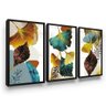 Trio Quadros Decorativos Folhas Modernas Moldura - 1