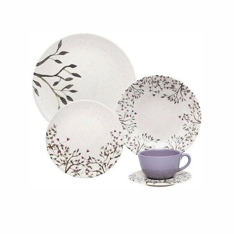Aparelho de Jantar e Chá 30 Peças Unni Lilac Oxford-Ama3-5625
