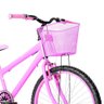 Bicicleta Aro 24 Alumínio Colorido + Kit Passeio Cor Rosa - 6