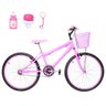 Bicicleta Aro 24 Alumínio Colorido + Kit Passeio Cor Rosa - 2