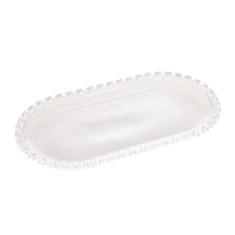 Travessa Oval de Cristal Coração Transparente 25x13cm Lyor