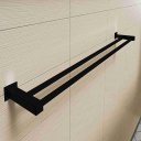 Ver imagem 2 de Porta Toalha Duplo Banheiro 80cm Aço Inox 304 Preto Fosco