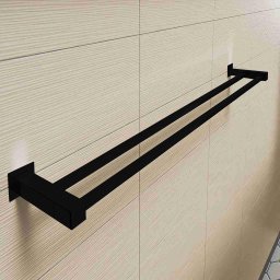 Porta Toalha Duplo Banheiro 80cm Aço Inox 304 Preto Fosco - 2