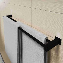 Porta Toalha Duplo Banheiro 80cm Aço Inox 304 Preto Fosco - 1