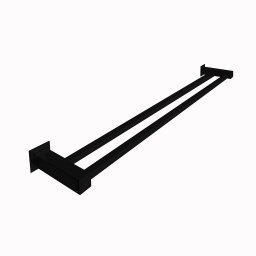 Porta Toalha Duplo Banheiro 80cm Aço Inox 304 Preto Fosco - 3