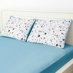 Jogo de Fronhas Estampada Tecebem Alegria 100% Algodão 50x70 Azul Claro - 1
